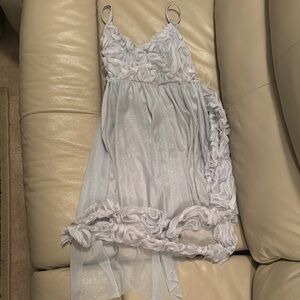 Elegant Light Gray Dress with Ruffle Details